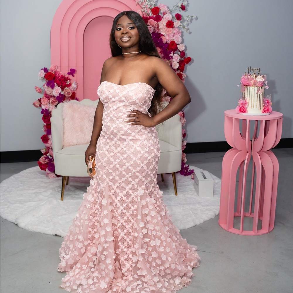 Carmen Floral Maxi Gown Blush
